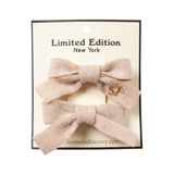 LIMITED EDITION BRUSHED WOOL MINI BOW SET BLUSH