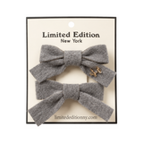 LIMITED EDITION BRUSHED WOOL MINI BOW SET GREY