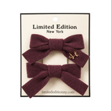 LIMITED EDITION BRUSHED WOOL MINI BOW SET PLUM