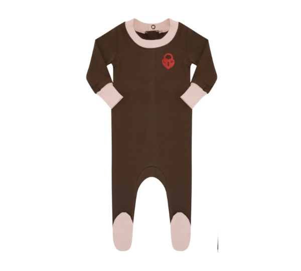 LITTLE PARNI BROWN FOOTIE PAJAMAS (3M-18M)