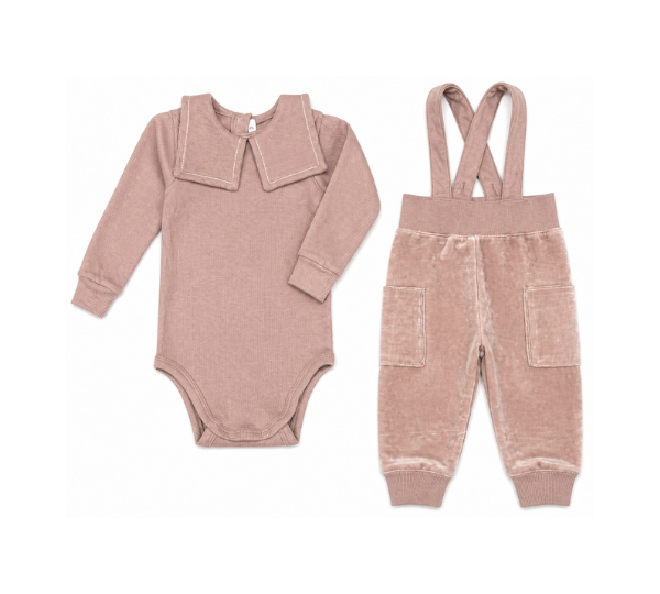 LITTLE PARNI VELOUR OVERALL SET (12M-3Y)