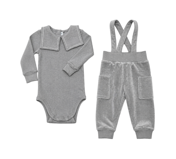 LITTLE PARNI VELOUR OVERALL SET (12M-3Y)