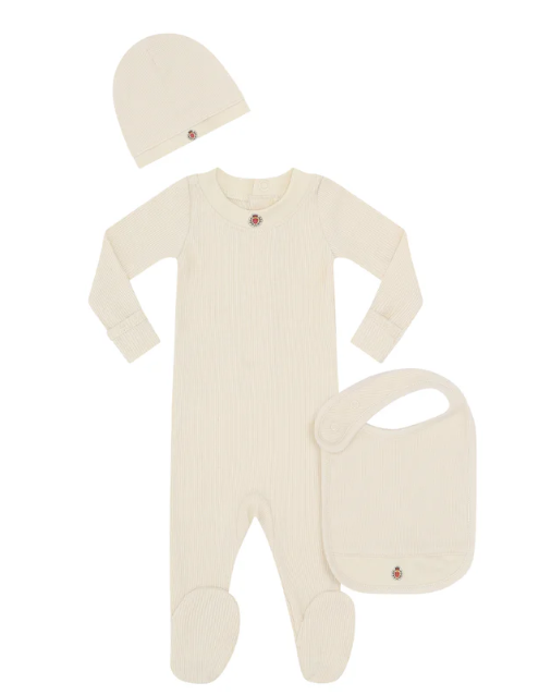 Little Parni Baby Logo Footie Set K459 - Ivory Little Parni Baby Logo Footie Set K459 - Ivory