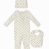 LITTLE PARNI FLORAL FOOTIE BEANIE & BIB (3M-18M)