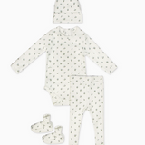 LITTLE PARNI FLORAL ONESIE LEGGINGS & BEANIE (3M-6M)