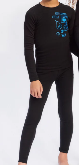 Little Parni Multi-patch Pajamas - Black /Blue Little Parni Multi-patch Pajamas - Black /Blue