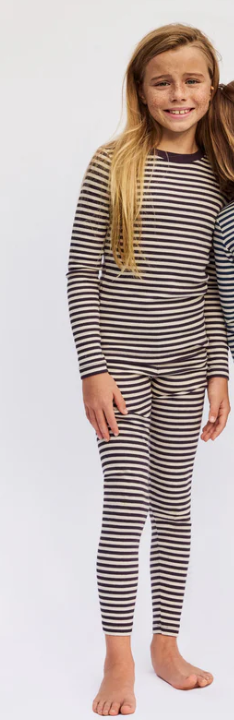 Little Parni Striped Pajamas - Purple / Ivory Little Parni Striped Pajamas - Purple / Ivory
