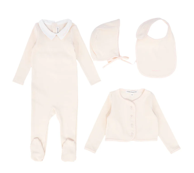 LITTLE PARNI STRETCHIE CARDI & BONNET SET(3M-18M)