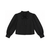 LITTLE TEMPEST TAFFETA TIE CROPPED SHIRT (12-22Y)