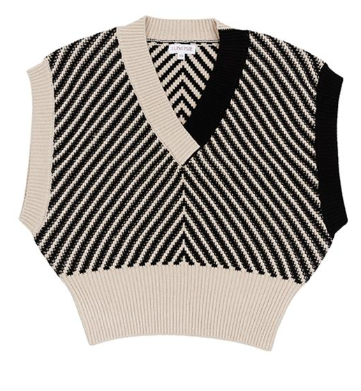 【IONSEOUL】Nordic Overfit Knit (2color) 4JH626 LUNA MAE LILA TWO TONE KNIT VEST (XS-XL)