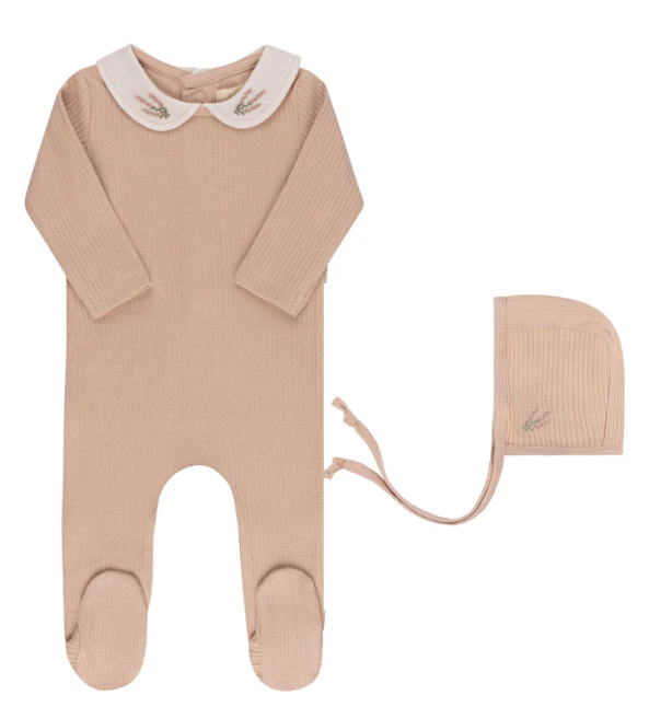 ELY & CO EMBROIDERED FOOTIE W/BONNET(3M-9M)
