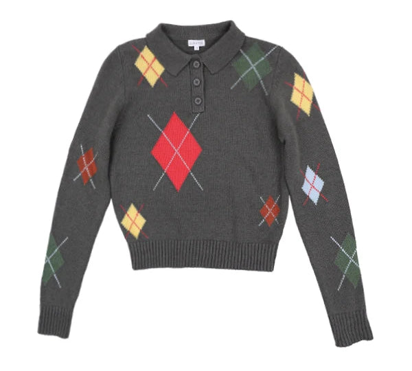 LUNA MAE EMMY ARGYLE SWEATER (XS-XL)