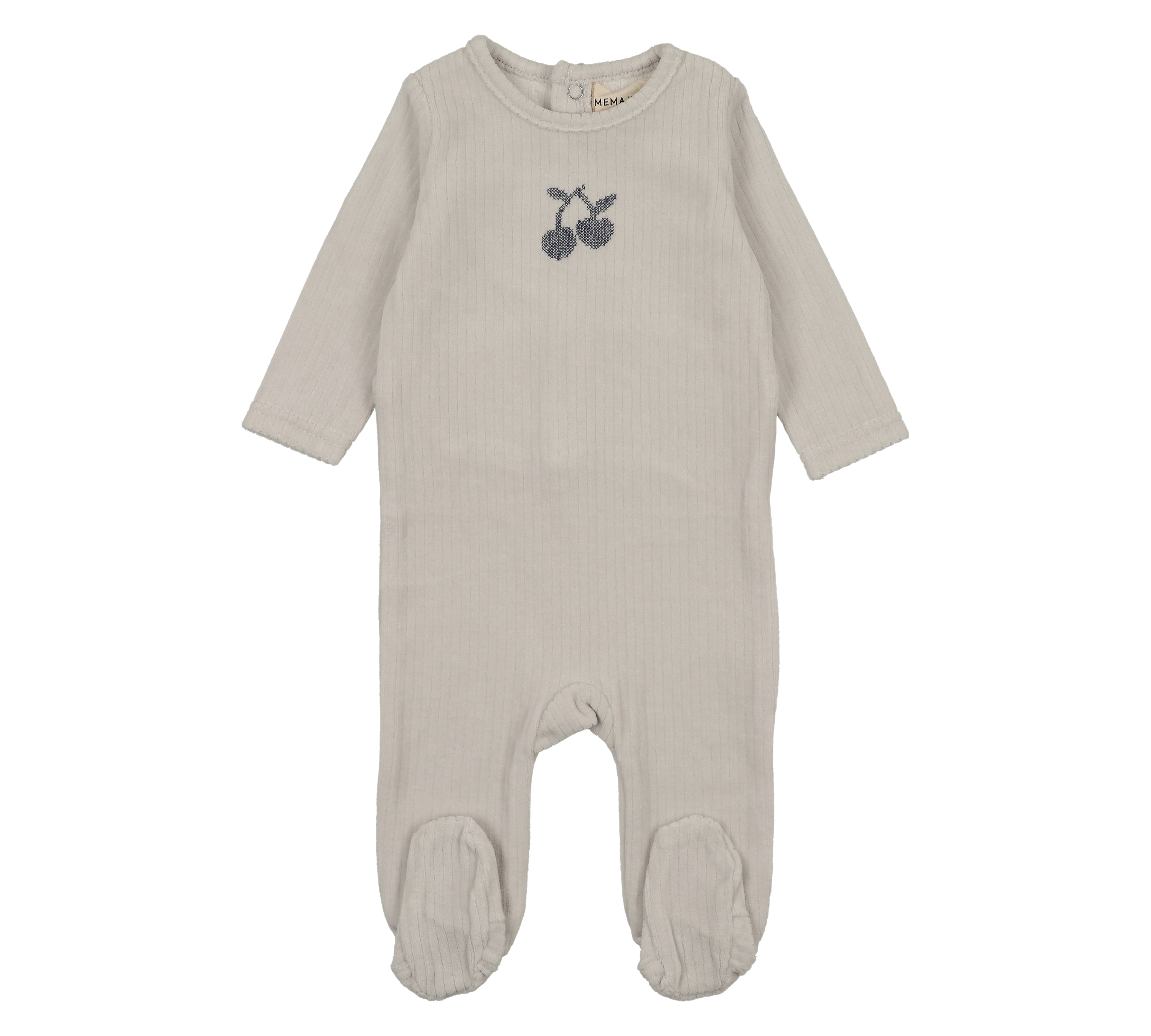 MEMA KNITS EMBROIDERED CHERRY FOOTIE(9M-18M)