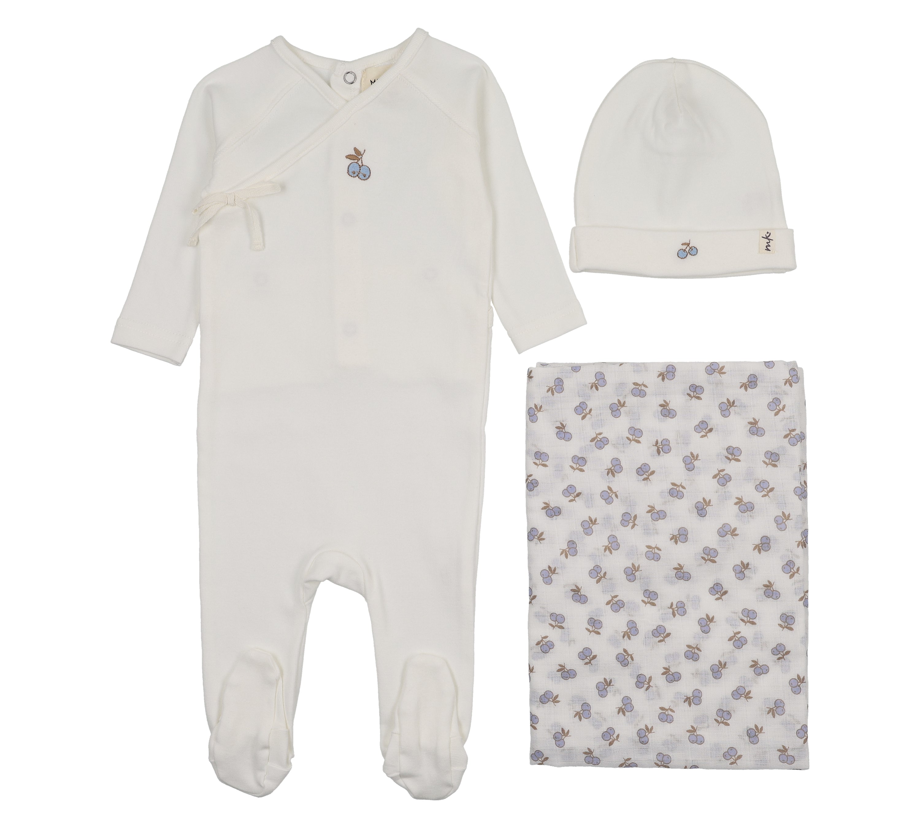 MEMA KNITS CHERRY PRINT MOCK WRAP 3PC SET (3M-6M)