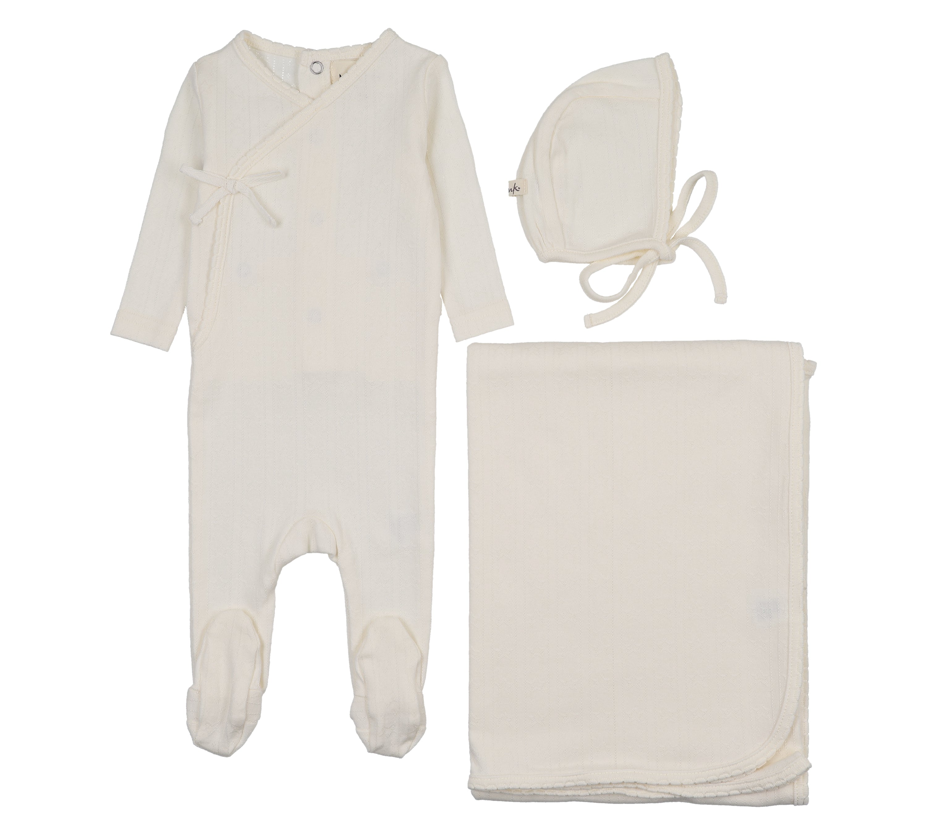MEMA KNITS MOCK WRAP POINTELLE 3PC SET (3M-6M)