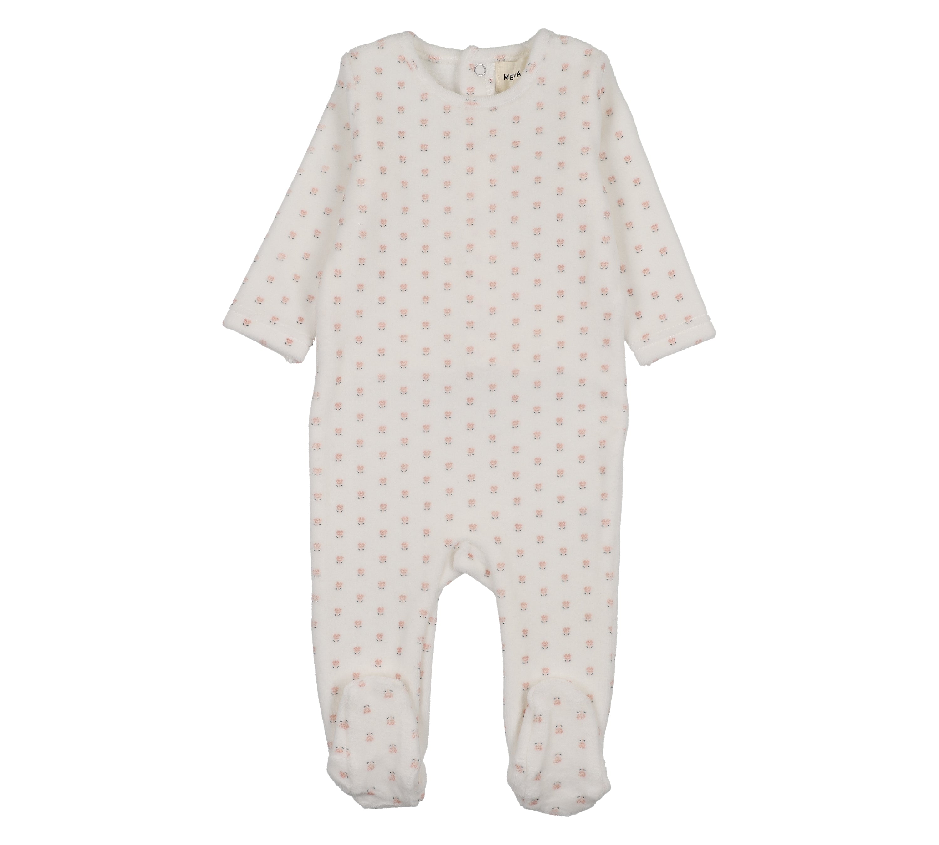 MEMA KNITS VELOUR FLORAL PRINTED FOOTIE (9M-12M)