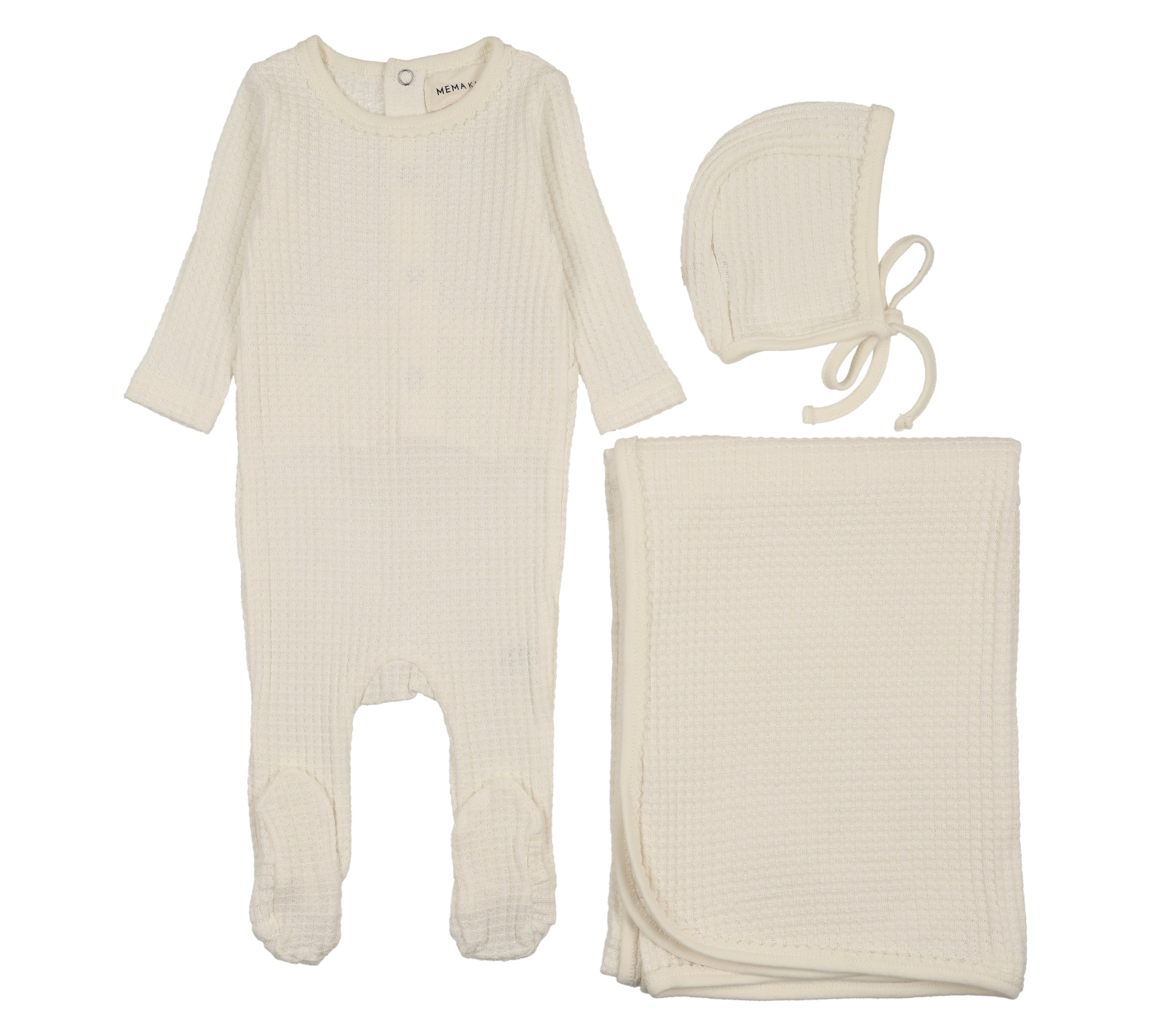 MEMA KNITS HONEYCOMB WAFFLE TRIM 3PC SET (3M-6M)