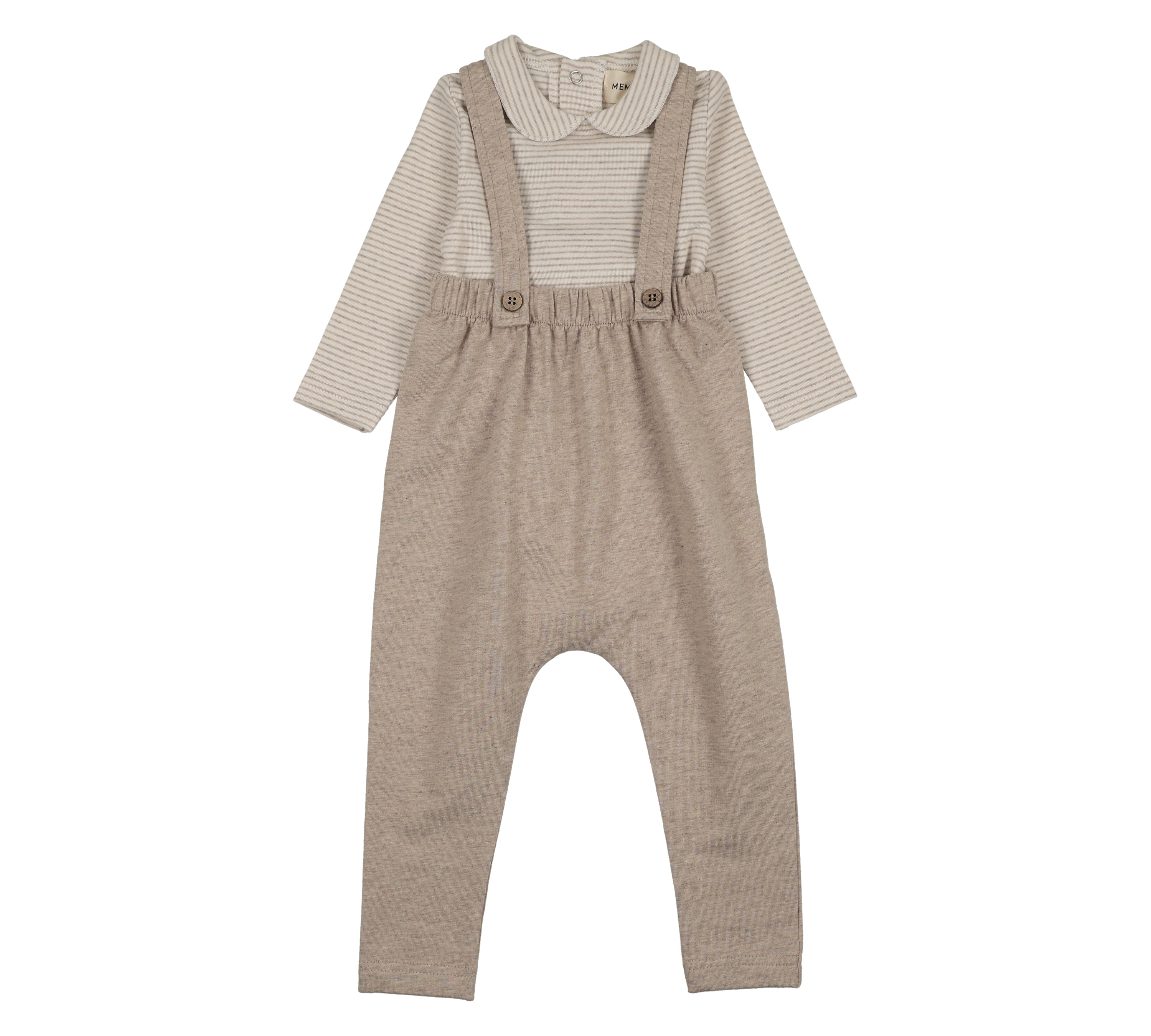 MEMA KNITS COLLARED ONESIE TERRY OVERALL SET (9M-24M)