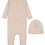 MEMA KNITS FLORAL SNAP BACK FOOTIE W/BEANIE (3M-6M)