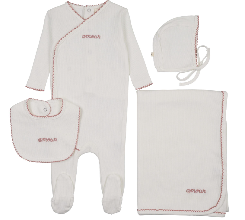 MEMA KNITS AMOUR EMB FOOTIE 4PC SET (1M-6M)