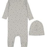 MEMA KNITS FLORAL SNAP BACK FOOTIE W/BEANIE (3M-6M)
