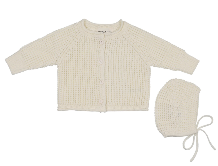 MEMA KNITS KNIT JACKET W/BONNET (3M-12M)