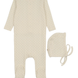 MEMA KNITS POINTELLE TULIP FOOTIE W/BONNET (3M-6M)