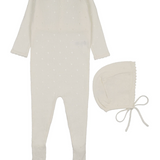 MEMA KNITS POINTELLE KNIT FOOTIE W/BONNET(1M-6M)