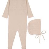 MEMA KNITS POINTELLE KNIT FOOTIE W/BONNET(1M-6M)