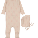 MEMA KNITS POINTELLE TULIP FOOTIE W/BONNET (3M-6M)