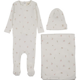 MEMA KNITS RIB FLORAL 3PC FOOTIE SET (1M-6M)