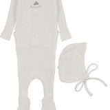 MEMA KNITS EMBROIDERED FOOTIE W/BONNET (1M-6M)