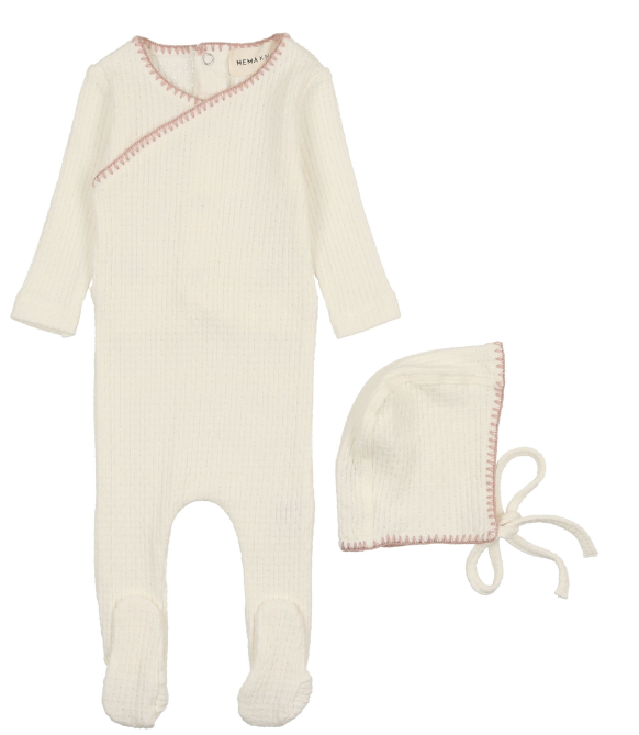 MEMA KNITS EMBROIDERY EDGE FOOTIE(1M-9M)