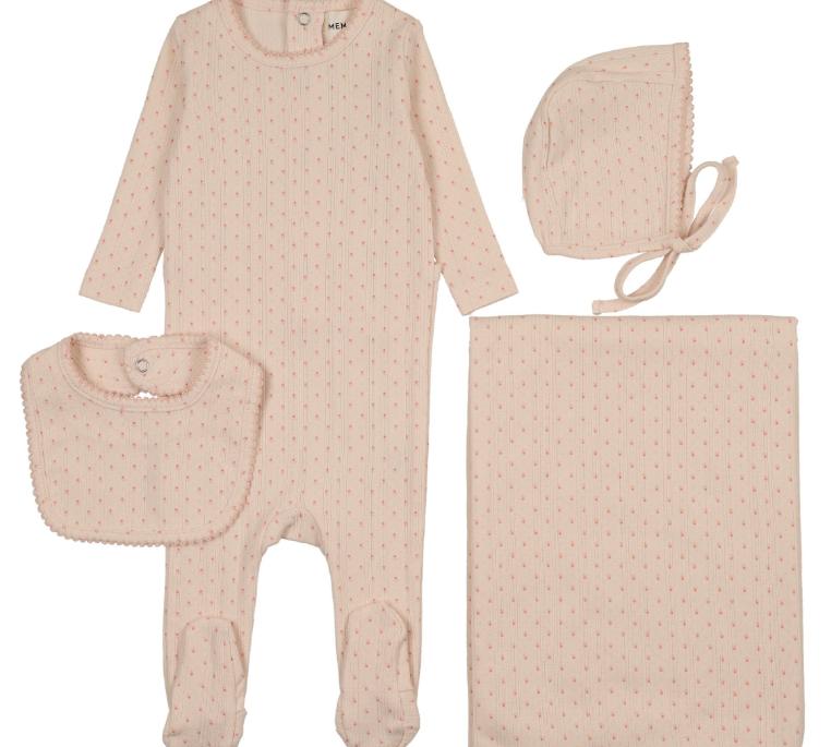 MEMA KNITS POINTELLE TULIP FOOTIE 4PC SET (1M-6M)