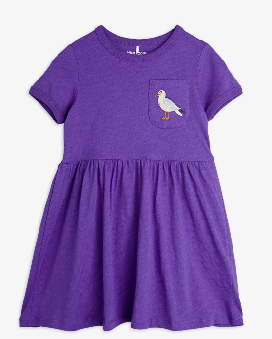 MINI RODINI SEAGULL EMB SS DRESS (1.5Y-11Y)