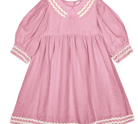 MIPOUNET ISALINE LINEN COLLARED DRESS(2-12Y) 5Y / PINK
