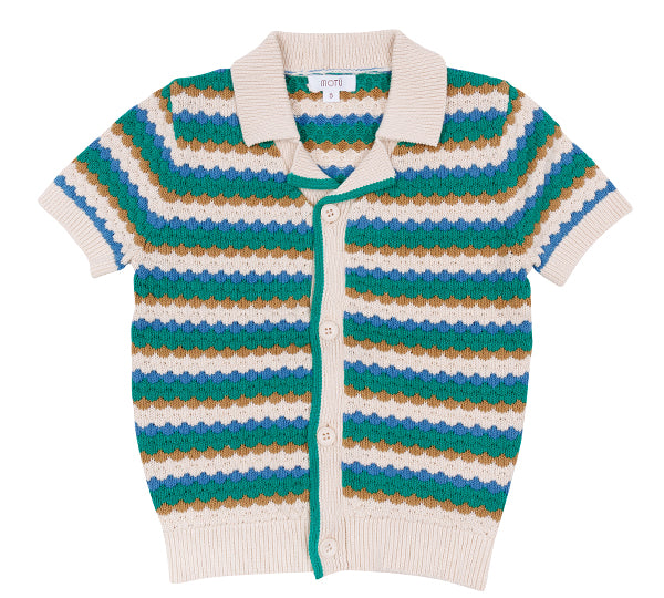 MOTU CLAY BUTTON SS POLO(2-6Y) - Klade Children's Boutique