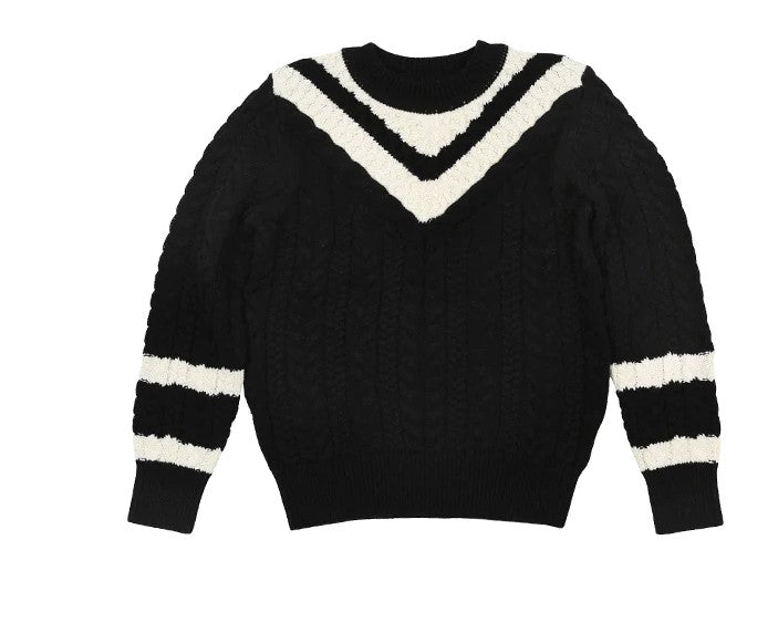 MOTU V-NECK CABLE KNIT SWEATER (2-14Y)