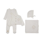 MON TRESOR MONOGRAM CARDIGAN LAYETTE SET(3M-6M)