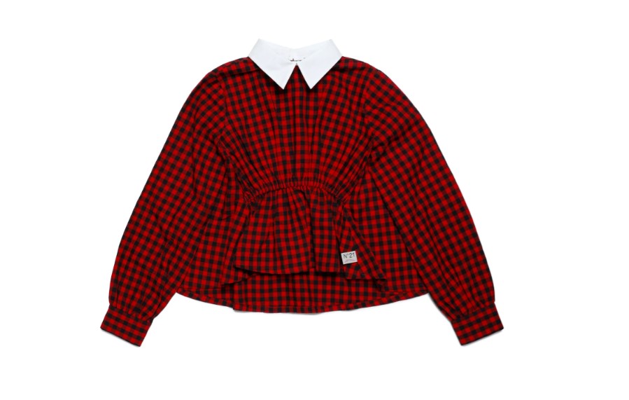 N21 PLAID BLOUSE W/COLLAR(10-14Y)