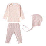 OUBON BUNNY GIRLS PRINT 2PC W/BONNET (3M-18M)
