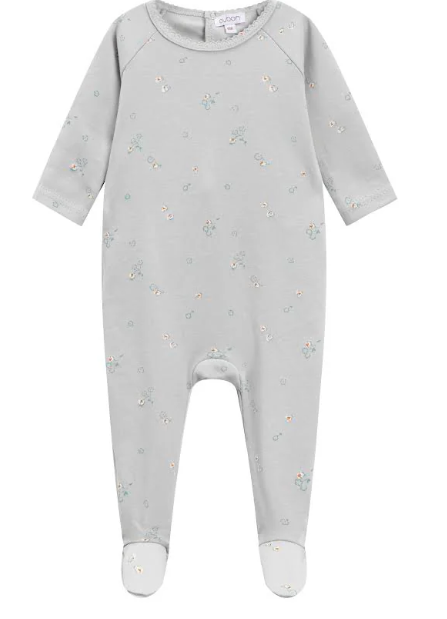 Oubon Floral Footie - Blue Oubon Floral Footie - Blue