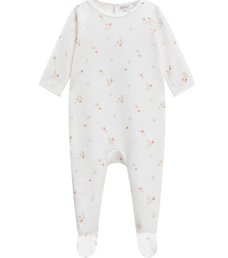 Oubon Floral Footie with Hat - Off White Oubon Floral Footie with Hat - Off White