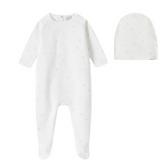 OUBON TULIP PRINT BOYS FOOTIE W/HAT (3M-9M)