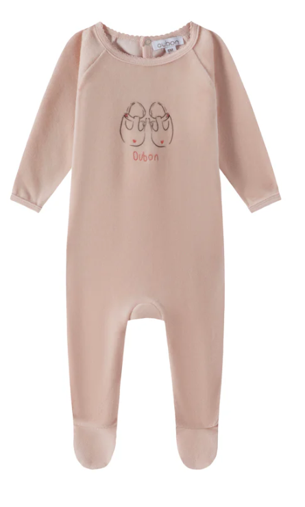 OUBON VELOUR SHOE PRINT FOOTIE (12M)
