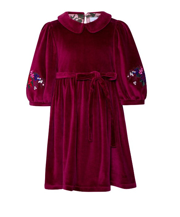 PAADE MODE VELVET EMBROIDERED DRESS (2-10Y)