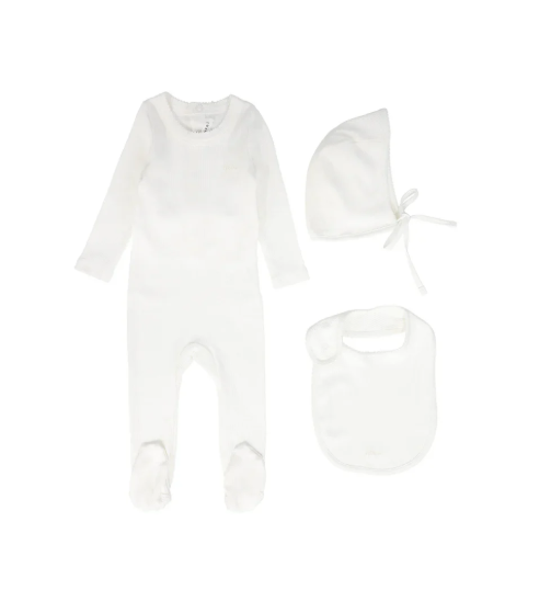 LITTLE PARNI RIBBED PICO STRETCHY & BIB (3M-12M)