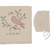 PELUCHE BIRDS CROSS STITCH KNIT BLANKET W/BONNET(OS)