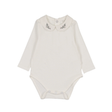 PELUCHE LS ONESIE OLIVE EMB COLLAR (3M-24M)