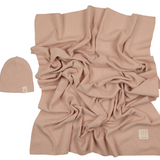 PELUCHE KNIT SWADDLE & BEANIE SET (OS)